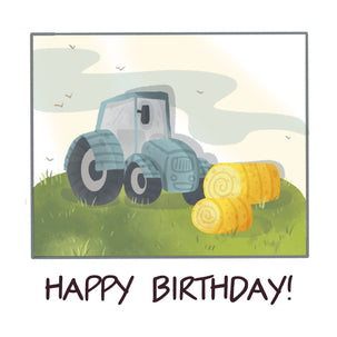 Blue Tractor Happy Birthday Farmer Card Seo_Farm Seo_For Farmer