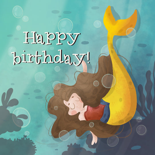Sleeping Mermaid Happy Birthday Card