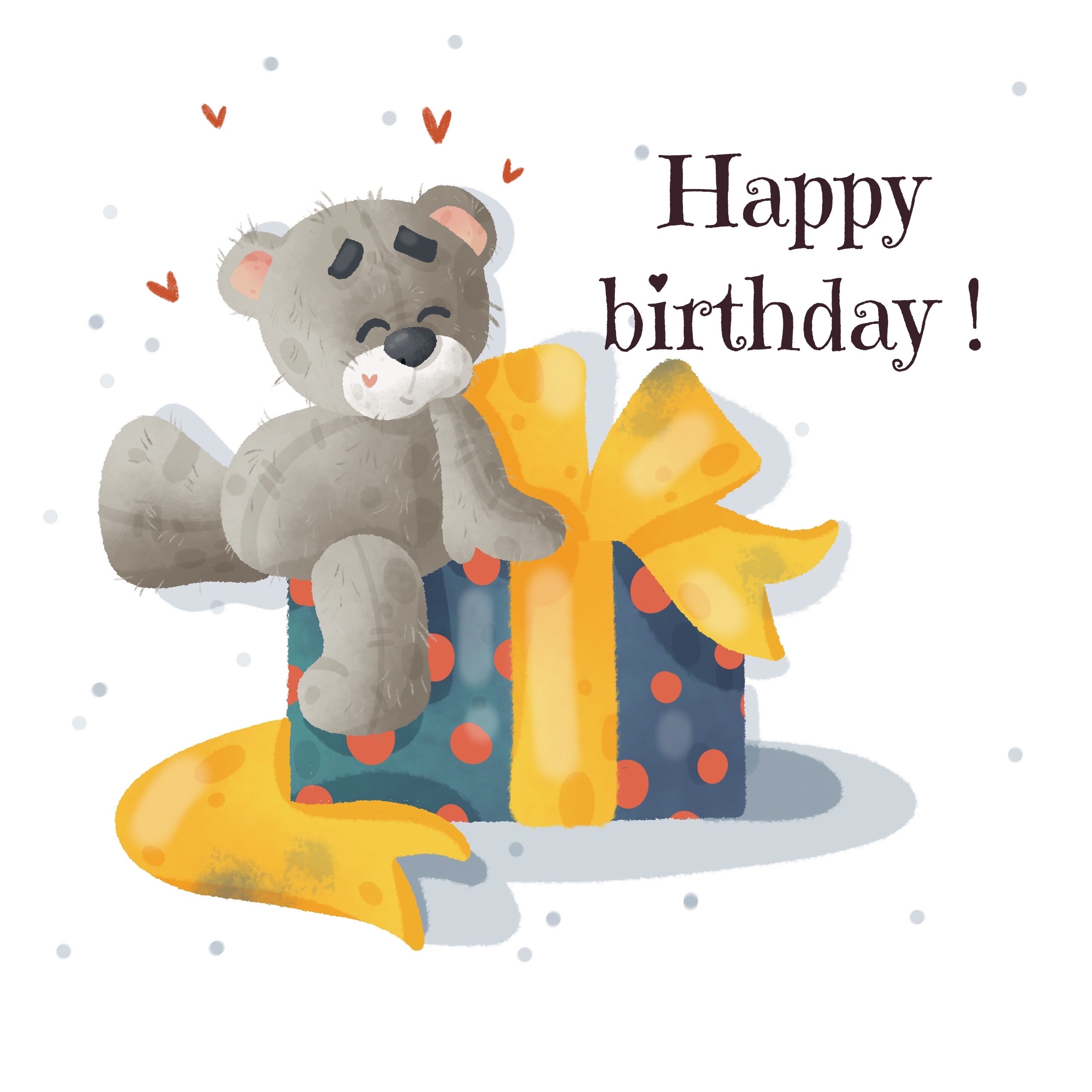 happy birthday teddy bear cards Images High Quality... Teddy Bear With Gift Happy Birthday Card | Boomf