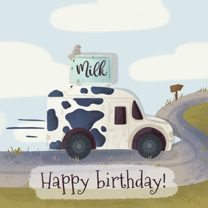 Milk Delivery Happy Birthday Card Seo_Cow Occasion_Birthday