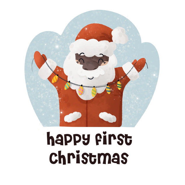 Cute Black Santa Happy 1st Christmas Card Season_Christmas Seo_First Recipient_For Grandson