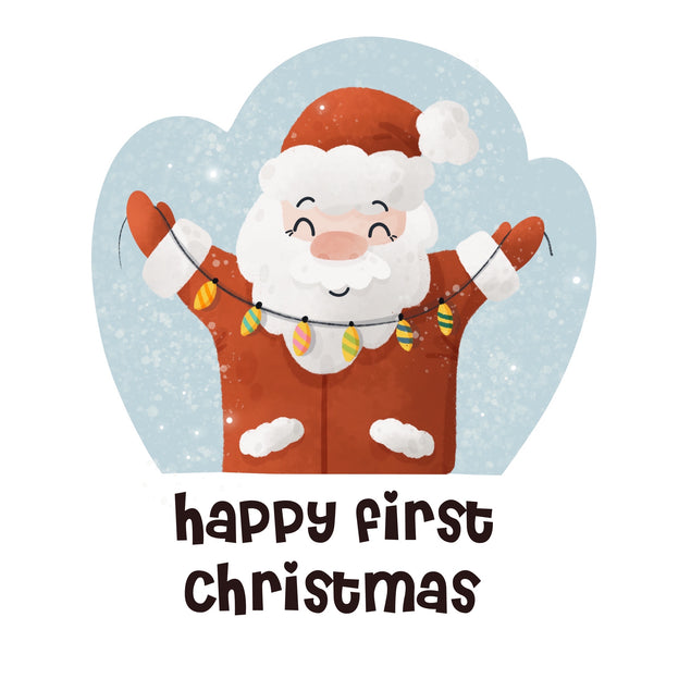 Cute White Santa Happy 1st Christmas Card Season_Christmas Seo_First Recipient_For Grandson