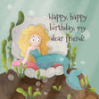 Cute Mermaid Happy Birthday Card Seo_Mermaid