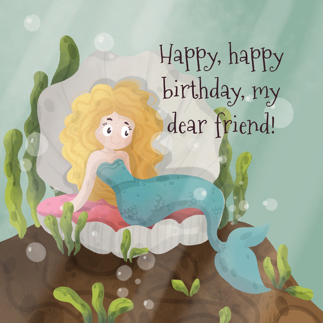 Cute Mermaid Happy Birthday Card Seo_Mermaid