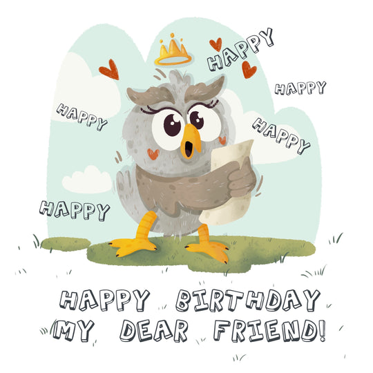 Happy Owl Birthday Card