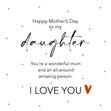 You're A Wonderful Mum Happy Mother's Day To My Daughter Card Season_Mother’s Day, Recipient_For Daughter