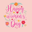 Pink Background Flowers Happy Women's Day Card Season_International Women’s Day, greeting_card, Style_Cute