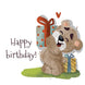 Cute Teddy Bear With Gift Happy Birthday Card