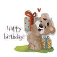 Cute Teddy Bear With Gift Happy Birthday Card Seo_Tatty Teddy Occasion_Birthday