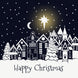 Happy Christmas Black And White Snowy Houses Card
