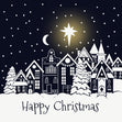 Happy Christmas Balck And White Snowy Houses Card Season_Christmas Theme_Traditional
