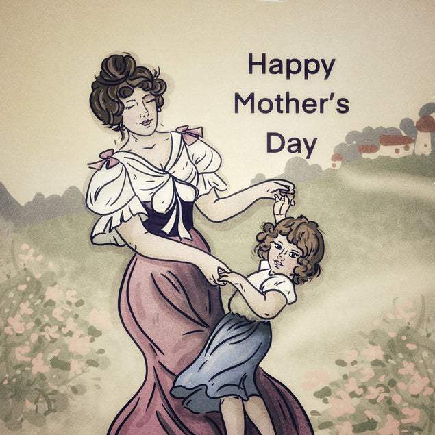 Dancing Mum And Daughter Happy Mother's Day Card Season_Mother’s Day, Style_Vintage