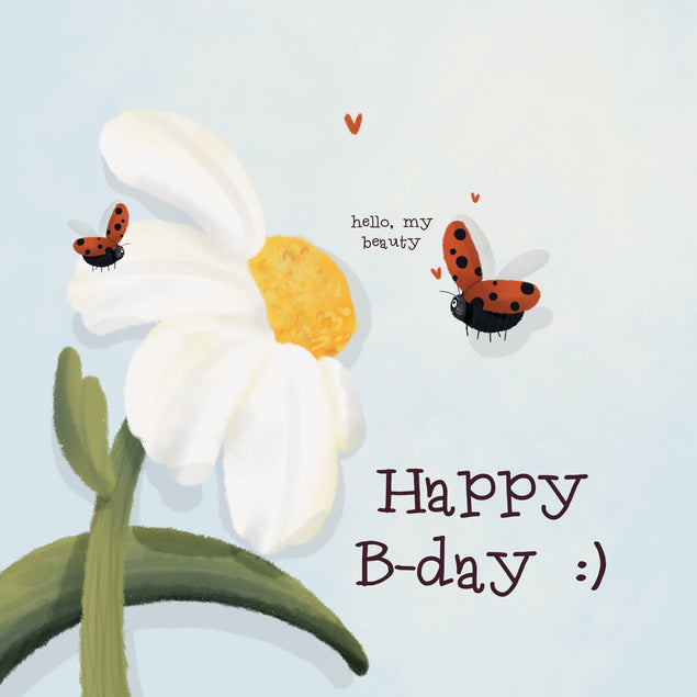 Ladybugs And Daisy Happy Birthday Card Seo_Daisy