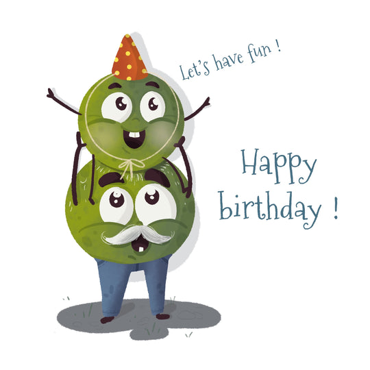 Cute Pea Family Happy Birthday Card