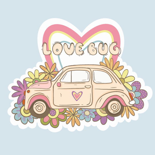 Love Bug Hippie Car Valentine's Day Card
