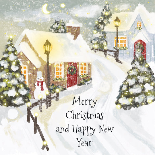 Merry Christmas And Happy New Year Snowy Street Card