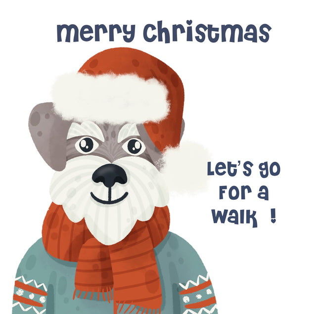 Merry Christmas Le't Go For A Walk Schnauzer Card Season_Christmas Seo_Schnauzer