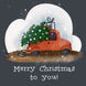 Grey Background Car With Tree Merry Christmas Card