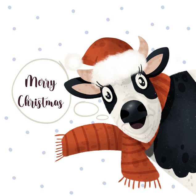 Merry Christmas Cute Cow Card Season_Christmas Seo_Farm