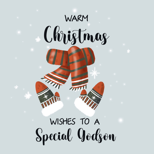Warm Christmas Special Godson Scarf And Mittens Card Season_Christmas Seo_For Godson