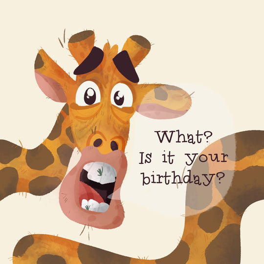 Surprised Giraffe Happy Birthday Card