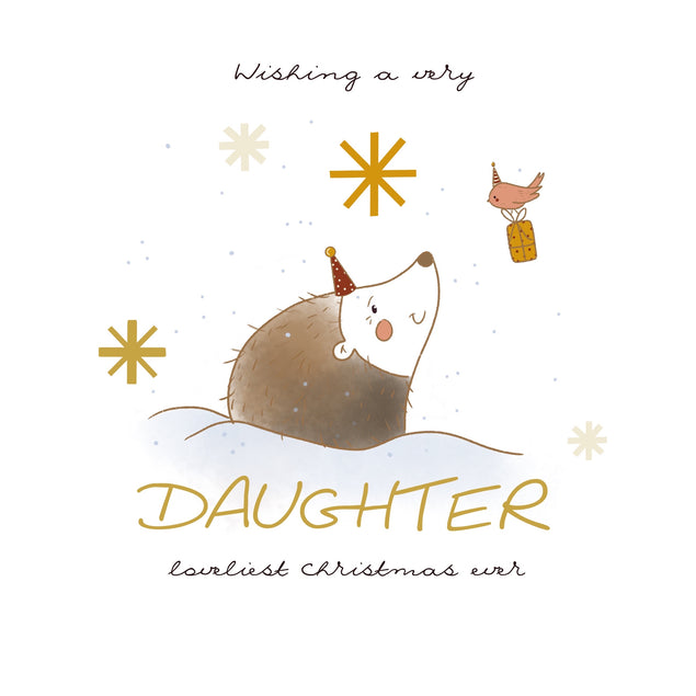 Wishing The Very Loveliest Daughter Christmas Ever Cute Hedgehog Card Season_Christmas Seo_Like a Daughter