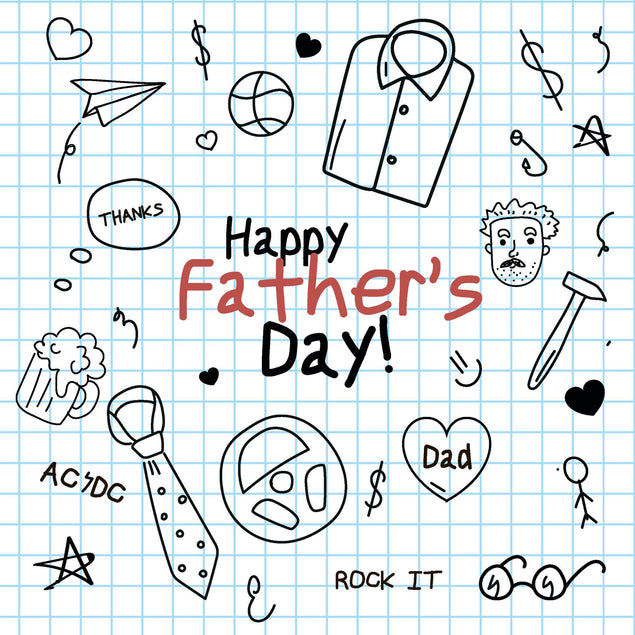 Happy Father's Day Doodle Black Card
