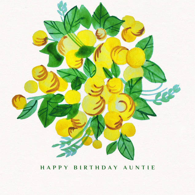 Beautiful Yellow Watercolor Flowers Happy Birthday Auntie