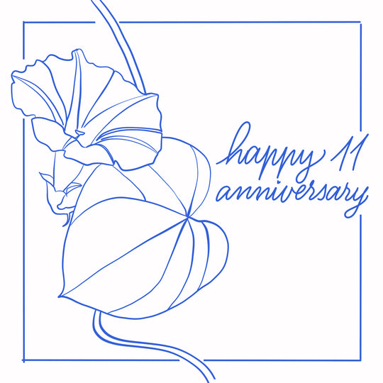Blue Abstract Flower Happy 11th Anniversary