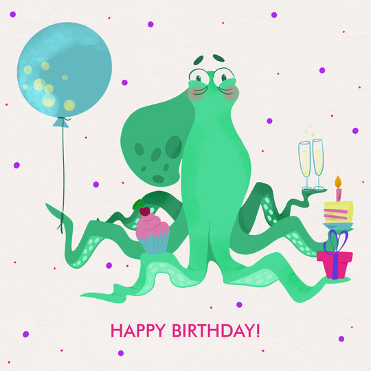 Cute Octopus Happy Birthday