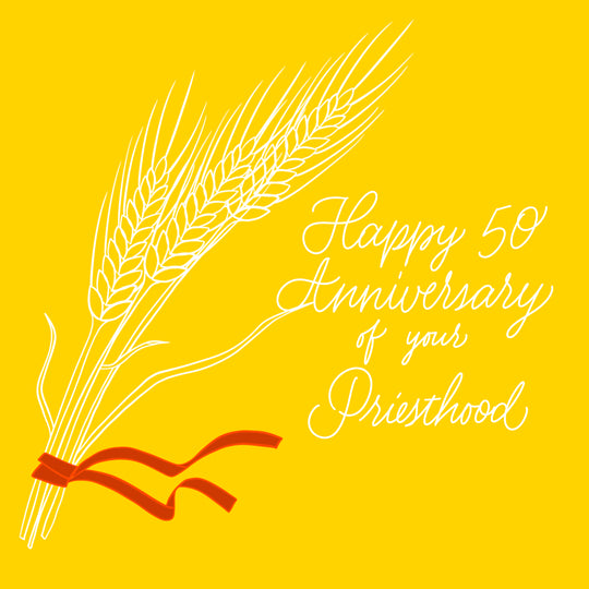 Yellow Background Happy 50th Anniversary Of Your Priesthood