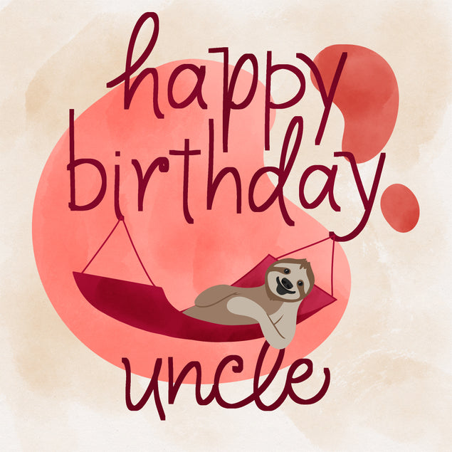 Happy Birthday Uncle Sloth Lying In Hammock