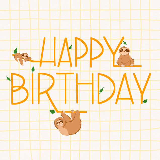 Happy Birthday Sloths Hanging On Letters