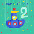 Cute Little Boat Happy 2nd Birthday