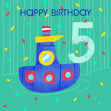 Cute Little Boat Happy 5th Birthday