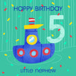 Cute Little Boat Happy 5th Birthday Nephew
