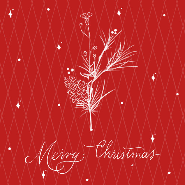 Merry Christmas Minimalist Flower Bouquet Red Theme