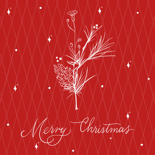 Merry Christmas Minimalist Flower Bouquet Red Theme