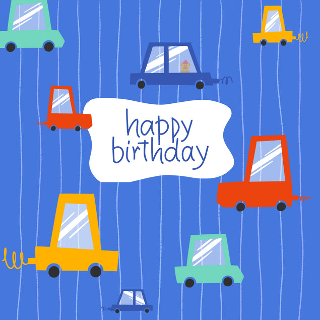 Happy Birthday Colourful Cars