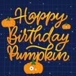 Blue Checkered Background Happy Birthday Pumpkin