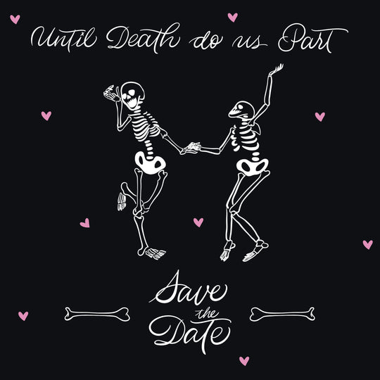 Black Background Skeleton Couple Wedding Invitation