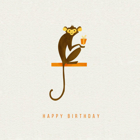 Monkey With A Gift Happy Birthday