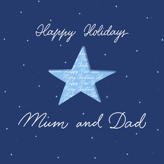 Happy Holidays Mum And Dad Blue Star
