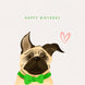 Pug In A Green Bow Happy Birthday