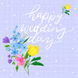 Happy Wedding Day Flower Bouquet Blue