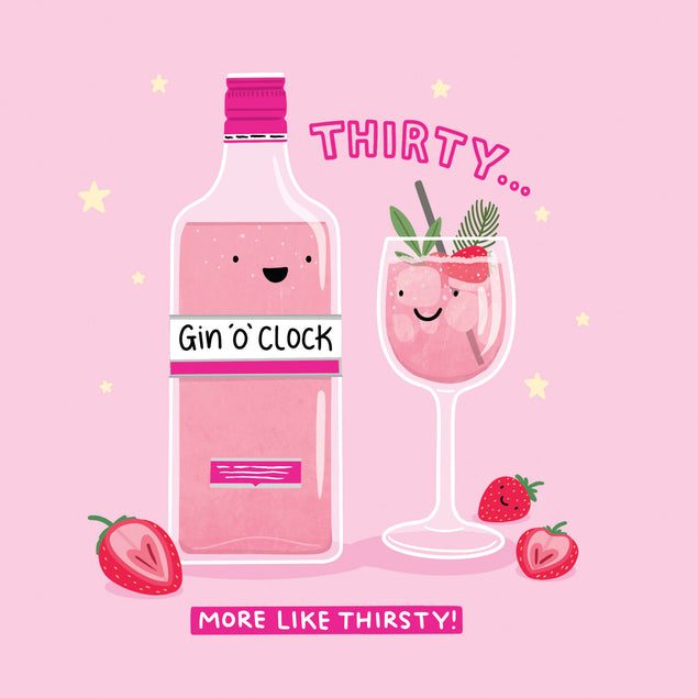 Happy 30th Birthday Gin O'Clock Card Style_Funny