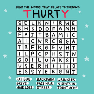 Happy 30th Birthday Find The WordsCard Style_Funny