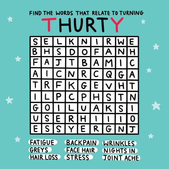 Happy 30th Birthday Find The Words Card