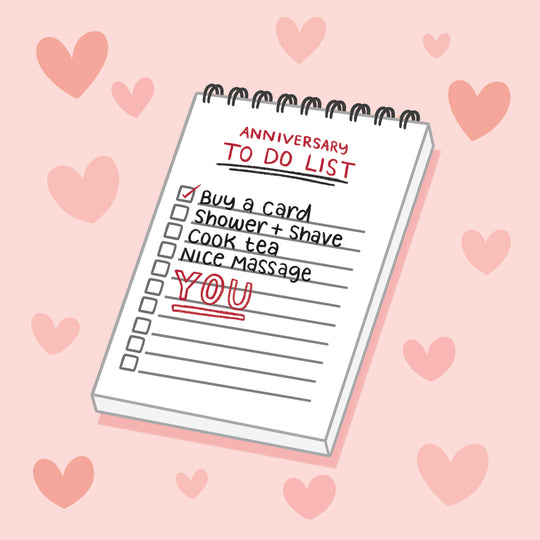 Anniversary To Do List Card