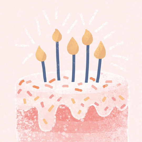 Pink Birthday Cake And Candles Card